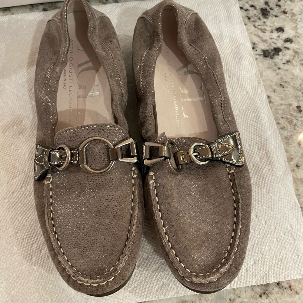attilio giusti leombruni loafers with buckle silver - 35.5